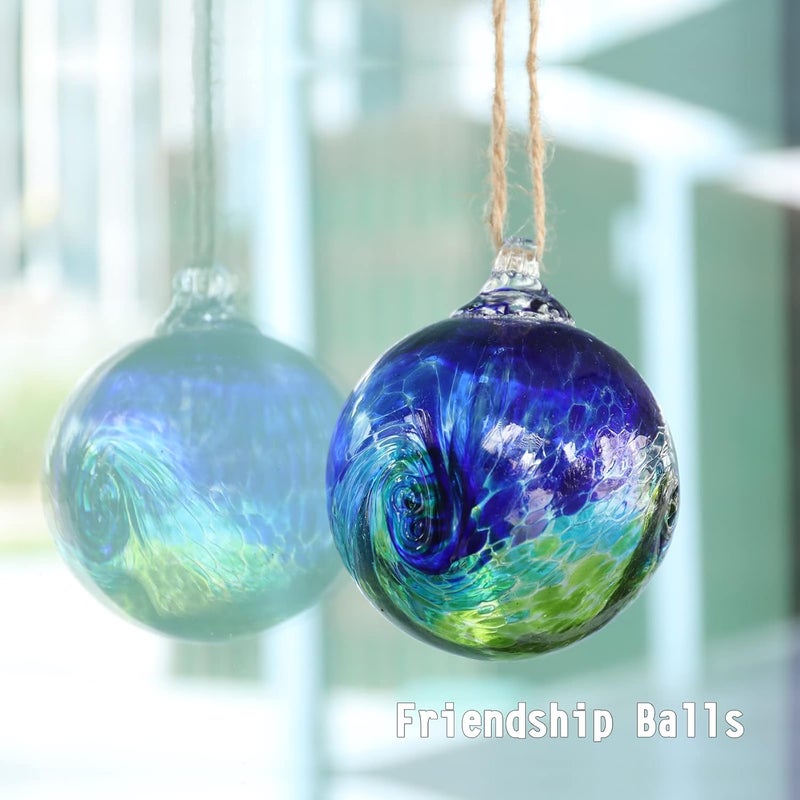 VCUTEKA Hanging Garden Gazing Ball, Hand-Blown Glass Witch Ball for Outdoor Garden Décor, 6" Colorful Swirl - Image 2